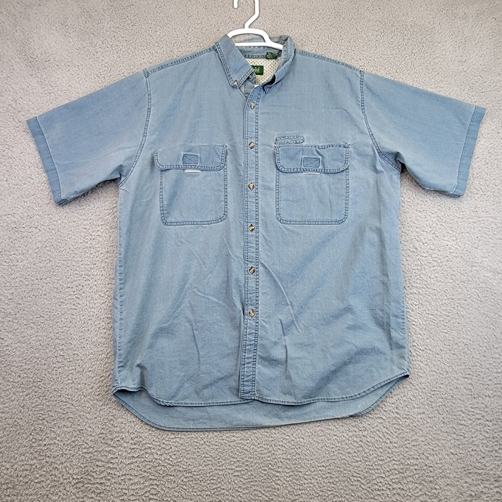 Great‎ Northwest Mens Shirt 1X Blue Button Front Chambray Denim Fishing Lined